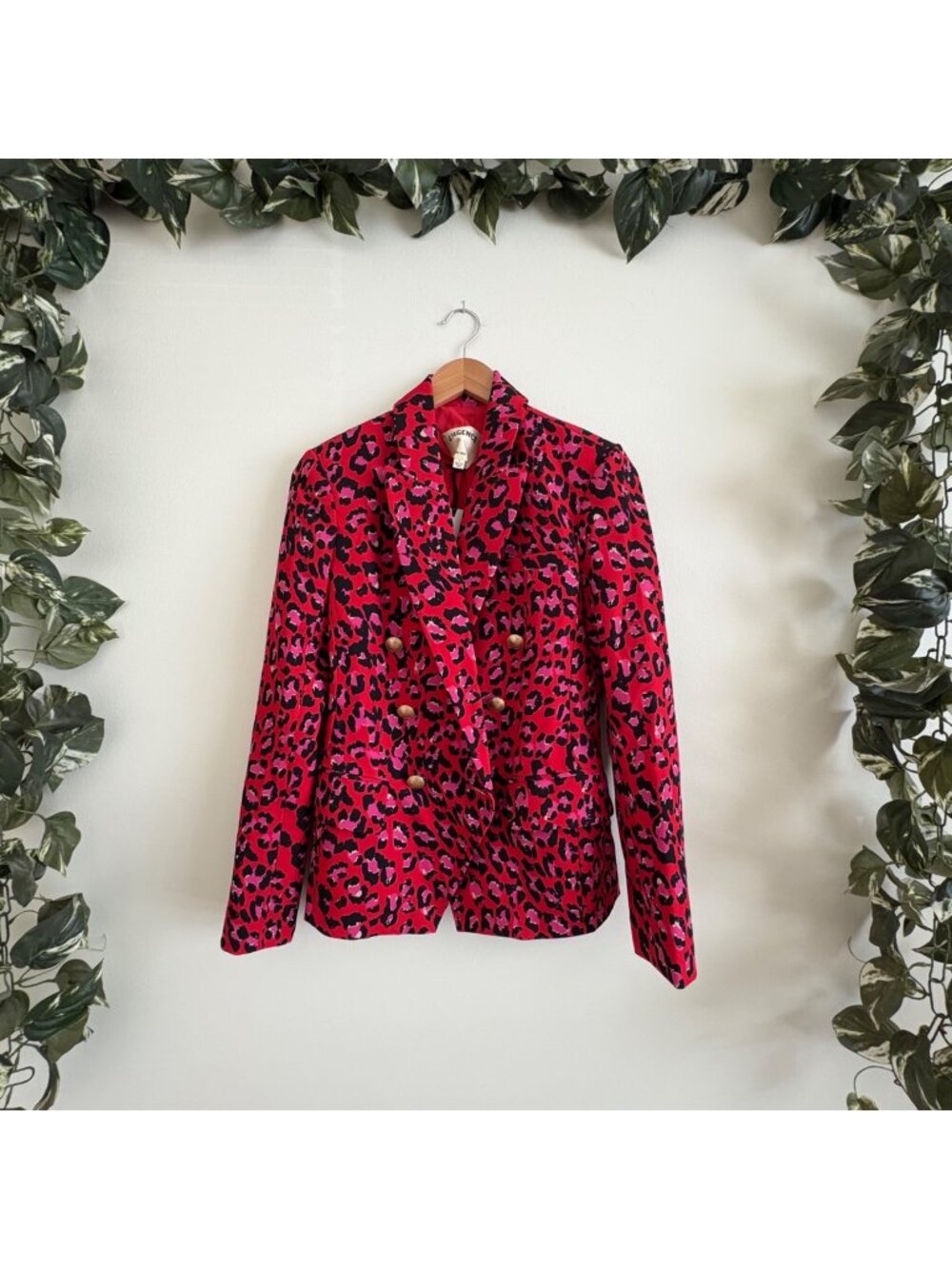 L’AGENCE Kenzie Double Breasted Blazer Leopard Red Multi NWT Women’s Size 2